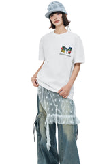 MEDM Casual Versatile Embroidered Letter Crew Neck Couple Tee