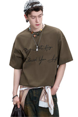 BJHG Unisex Vintage Cotton Tee Summer American Casual Couple Top