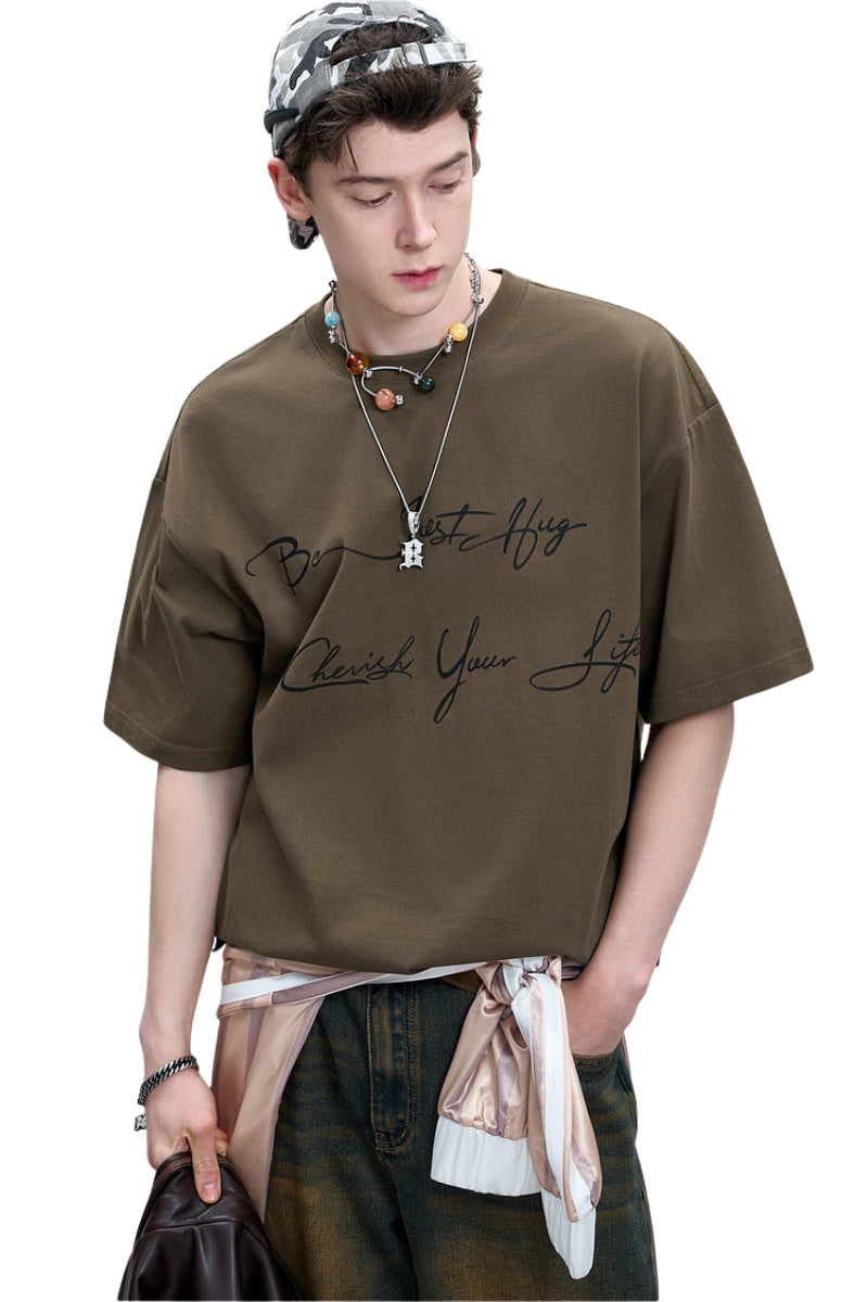 BJHG Unisex Vintage Cotton Tee Summer American Casual Couple Top