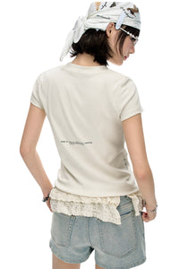 BJHG American Print True‑Shoulder Fitted Tee Women Summer Cool Quick‑Dry Streetwear Top