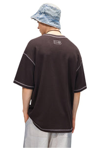 BJHG Waffle Knit Short‑Sleeve T‑Shirt American Loose Unisex Summer Tee