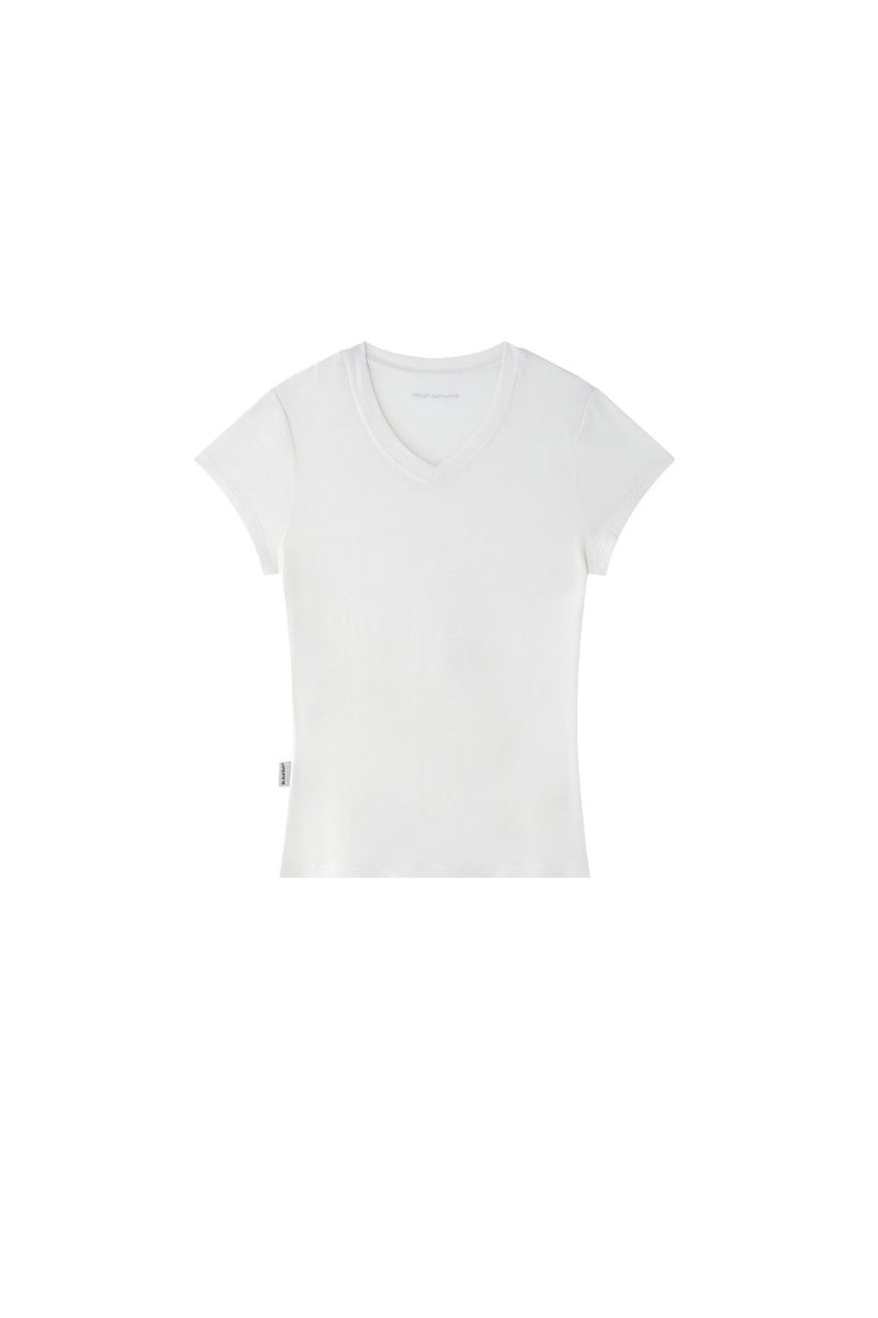 BJHG｜Stretchy V‑Neck Fitted Short Sleeve T‑Shirt, Women's