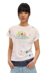 Masonprince Sticker Rhinestone Short-Sleeve T-Shirt