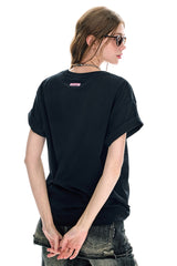 BJHG Women Rhinestone Braided Print Short Sleeve Tee Summer Couple Top