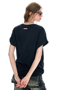 BJHG Women Rhinestone Braided Print Short Sleeve Tee Summer Couple Top