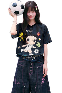 MEDM x YUY Yu Collab Big Print Embroidery Casual Jersey Tee