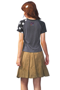 MEDM x YAD Cat & Dog Battle Print 3D Letter Raglan Women Tee