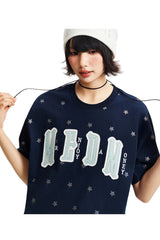 MEDM Glitter Star Double-Layer Short-Sleeve Top