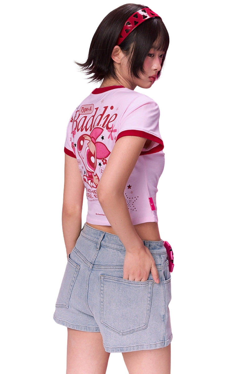 BJHG × The Powerpuff Girls Women Dopamine‑Style Graphic Print Short‑Sleeve Tee