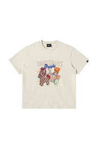 DangerousPeople｜Fairy‑Tale Plush Carriage Print Cotton T‑Shirt