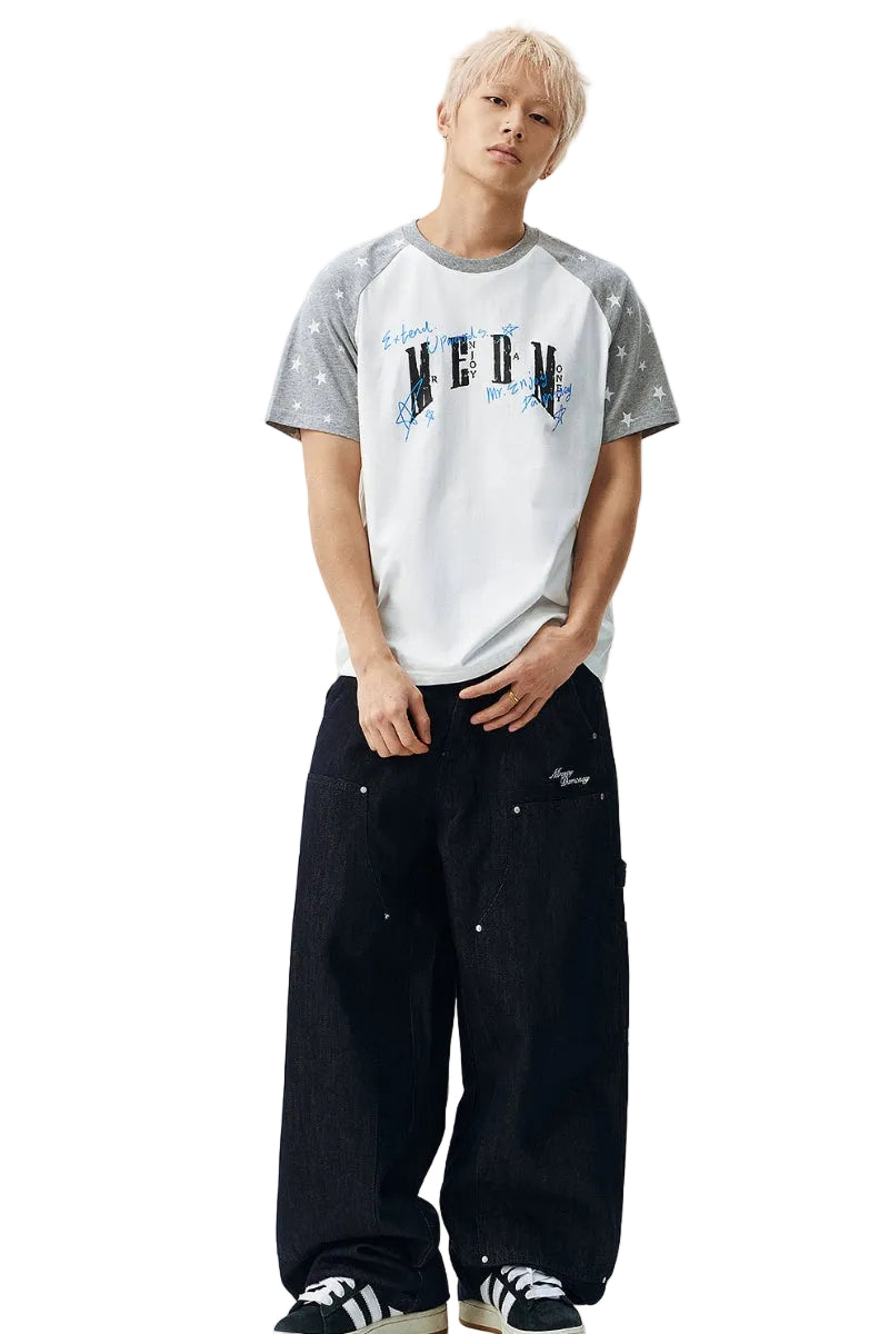 MEDM Graffiti Star Print Raglan Tee