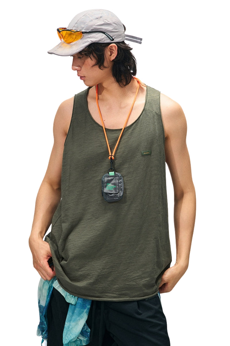 BJHG Men Cotton Sleeveless Tank Top Summer Loose Outdoor Fitness Vest
