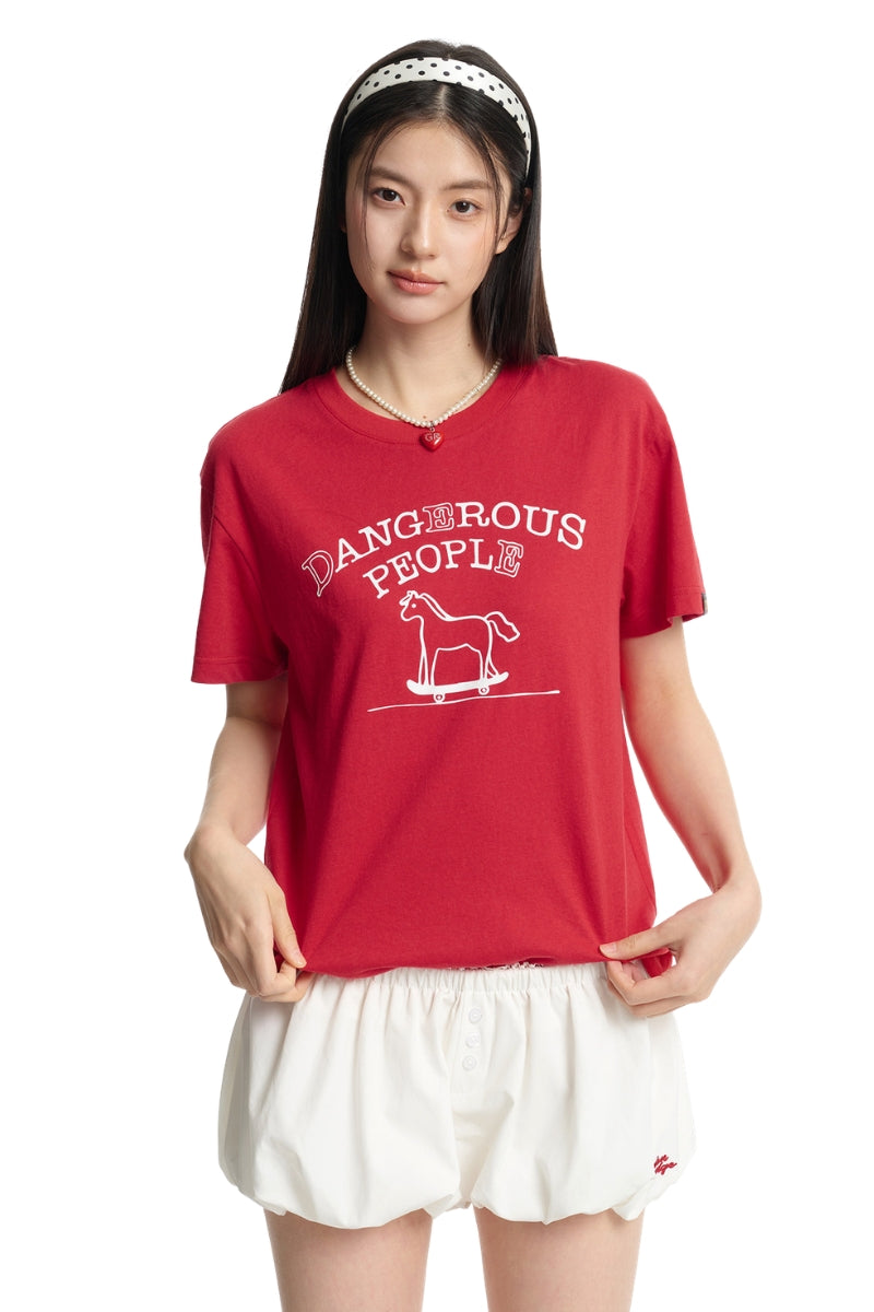 DangerousPeople DSP Pony Series Color‑Block Skateboard Pony Tee
