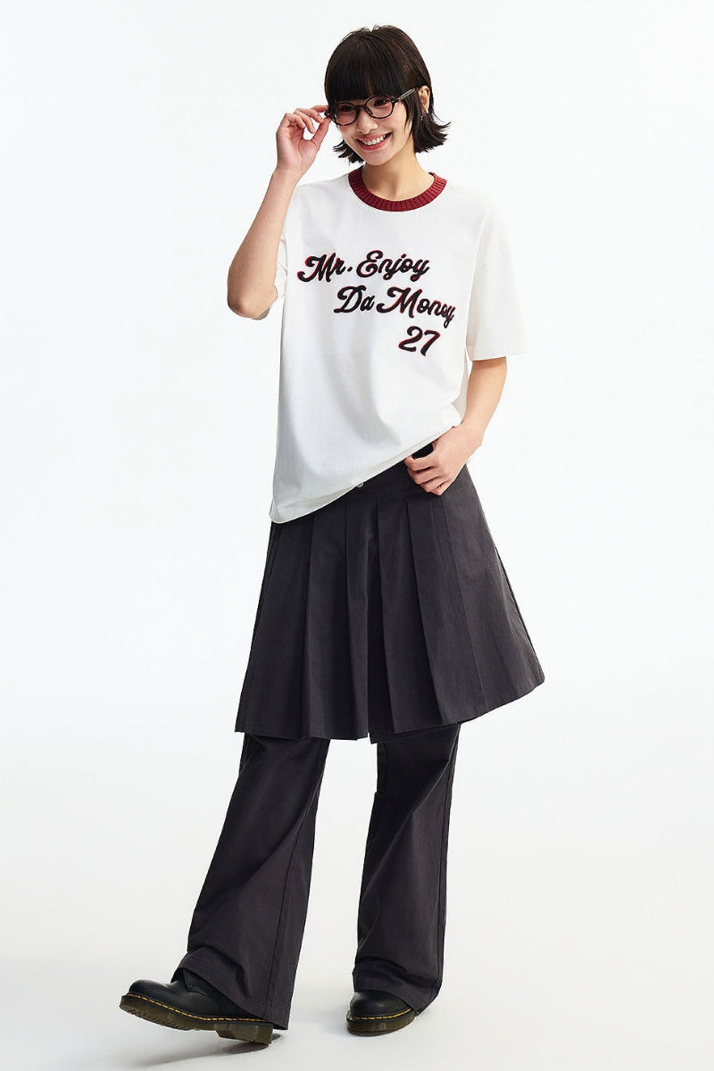 MEDM Colorful Knitted Collar T-shirt