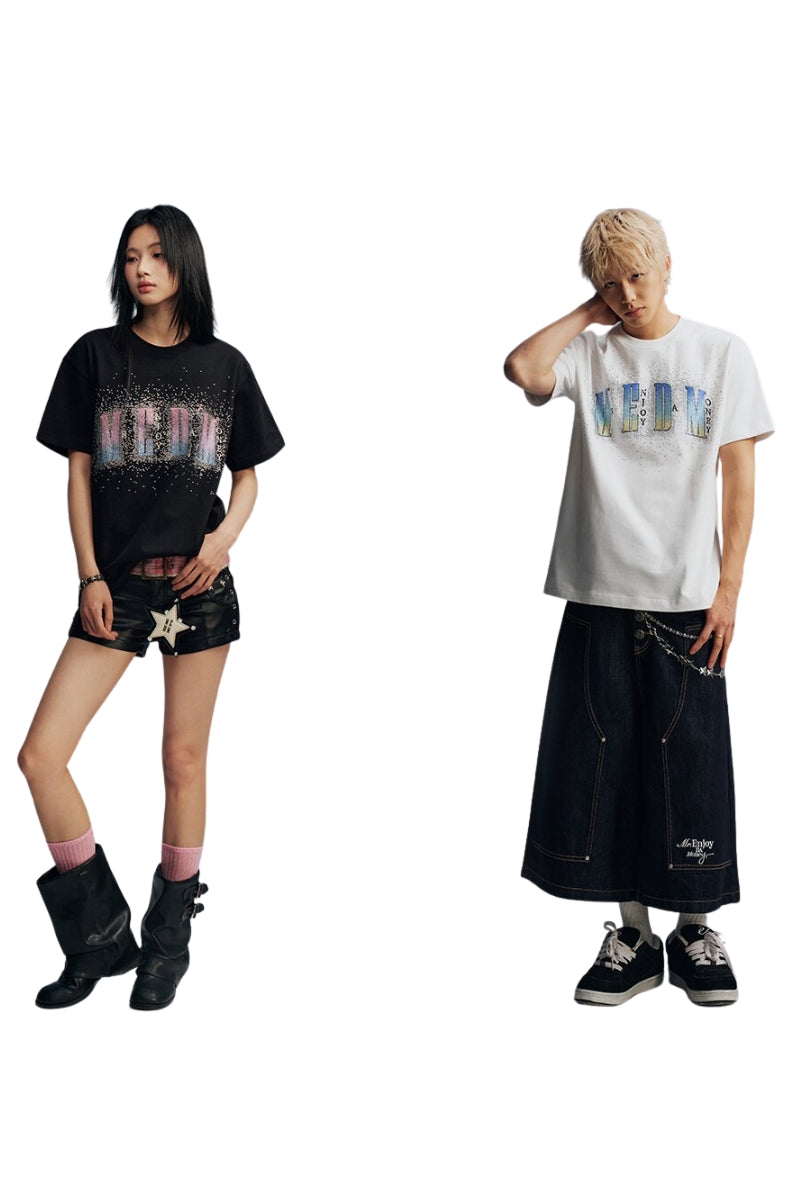 MEDM Gradient Rhinestone Glitter Couple Tee