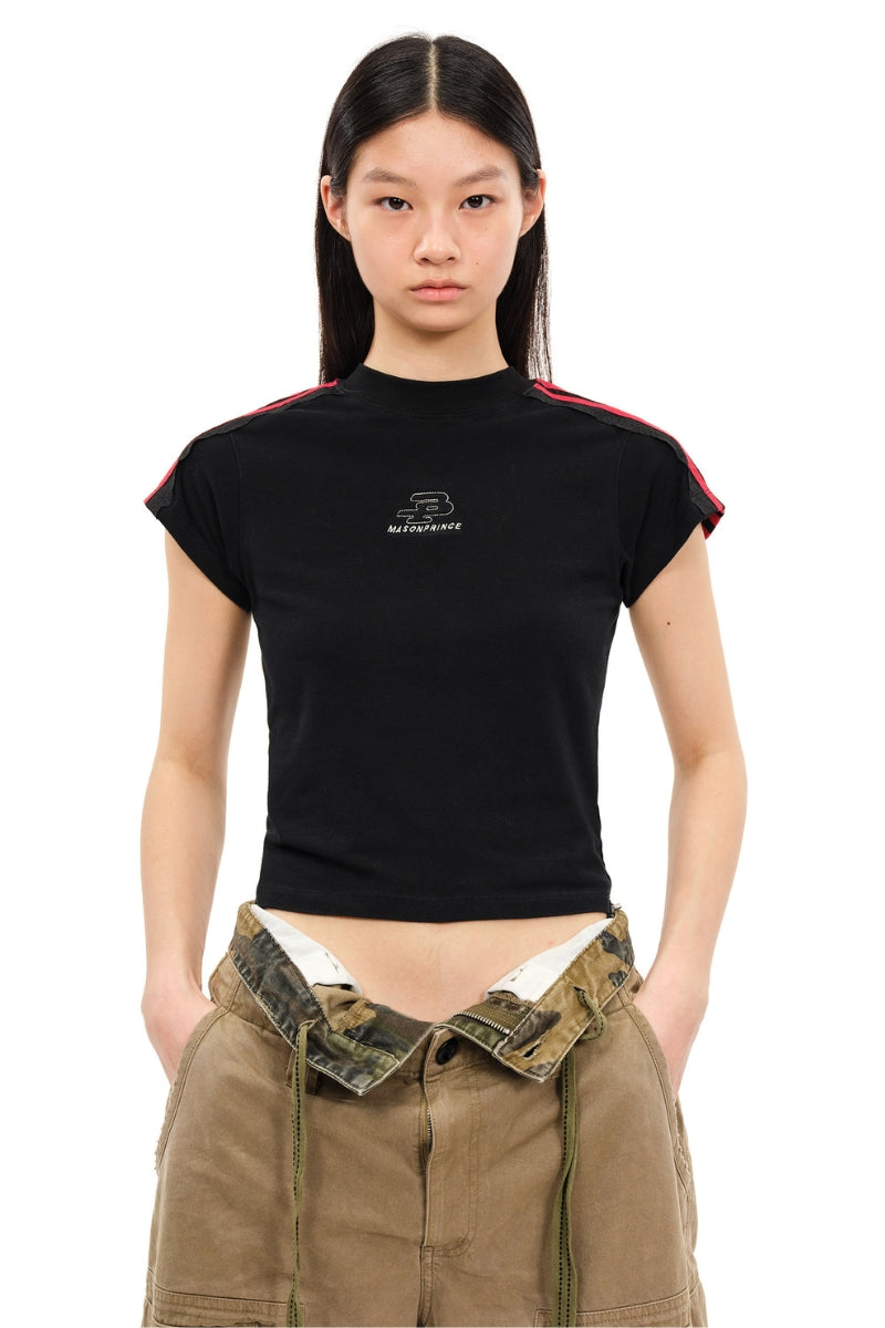 MASONPRINCE Raw Edge Contrast 4-Stripe VI Tee