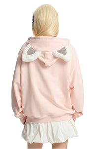 Dangerouspeople｜Double Zip Furry Ear Hoodie Streetwear
