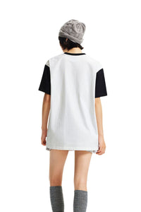 MEDM Blurry Pony Print Glitter Stars Crew Neck T-shirt