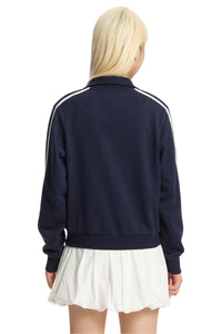 Dangerouspeople｜Retro Sporty Stand Collar Webbing Zip Sweatshirt