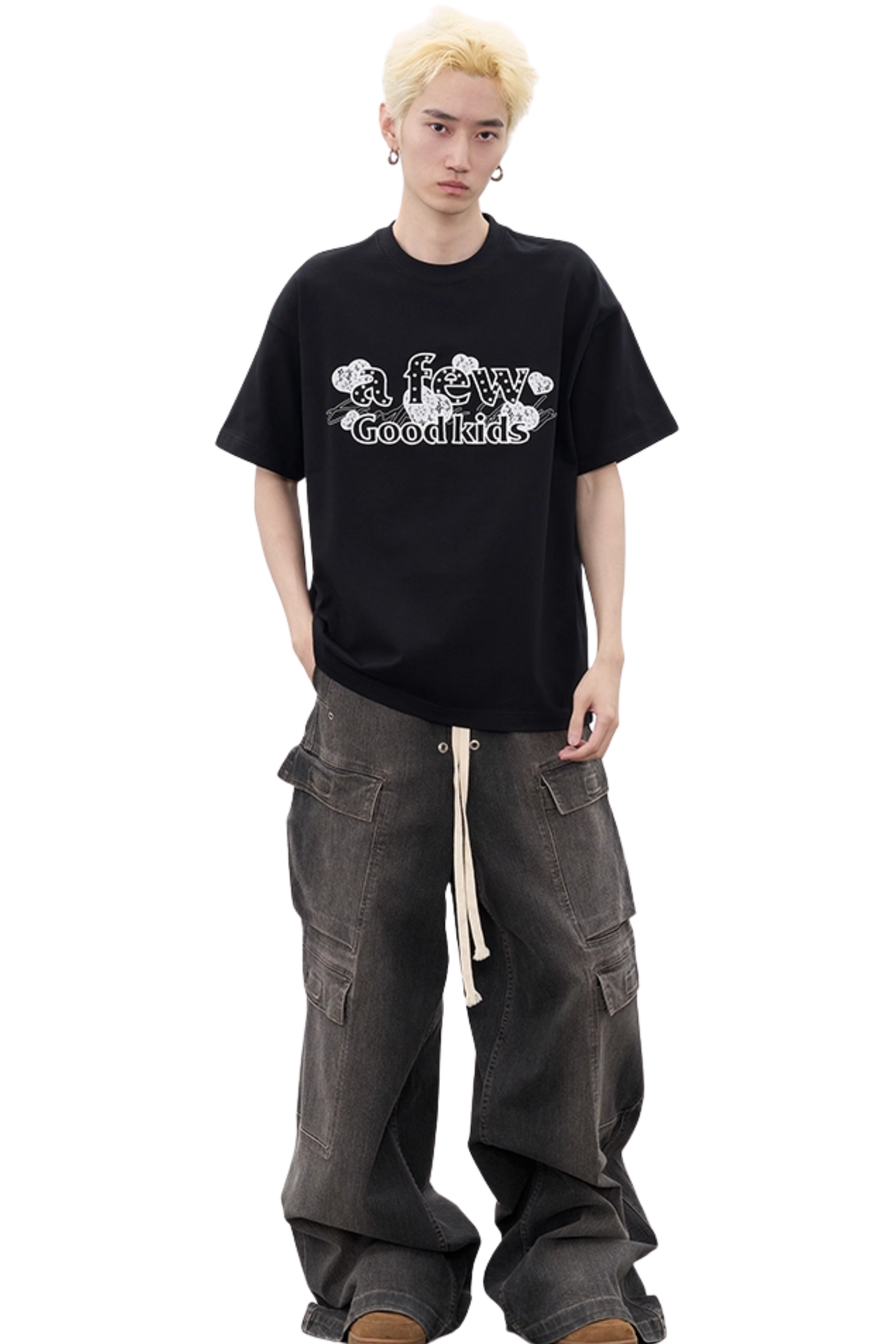 AFGK Lace Embroidery Pearl Stone Tee