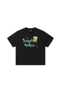 Dangerouspeople DSP Butterfly Paper‑Bag Man Print Cotton Drop‑Shoulder Tee