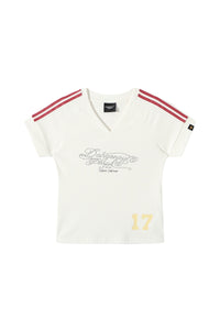 DangerousPeople｜V‑Neck Letter Print Vintage Jersey‑Style Cool‑Touch T‑Shirt