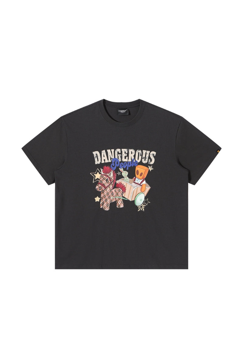 DangerousPeople｜Fairy‑Tale Plush Carriage Print Cotton T‑Shirt