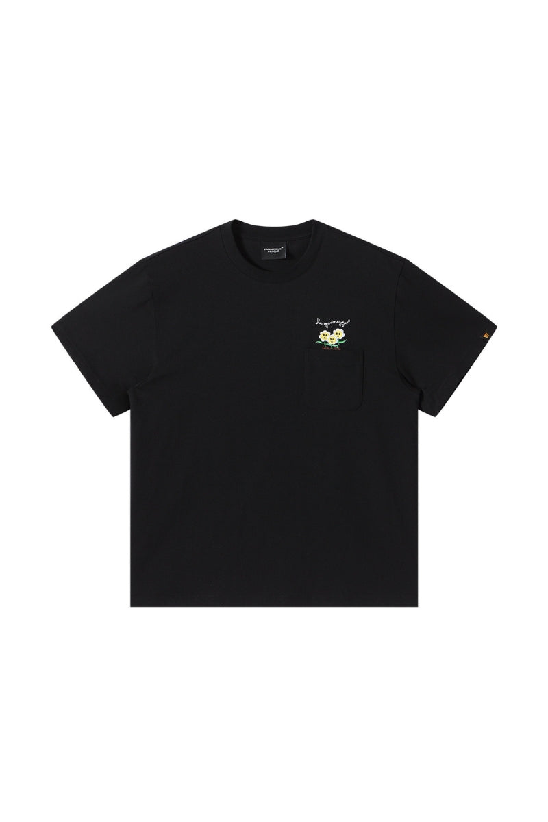 Dangerouspeople DSP Embroidered Flower Pocket Loose Cotton Tee