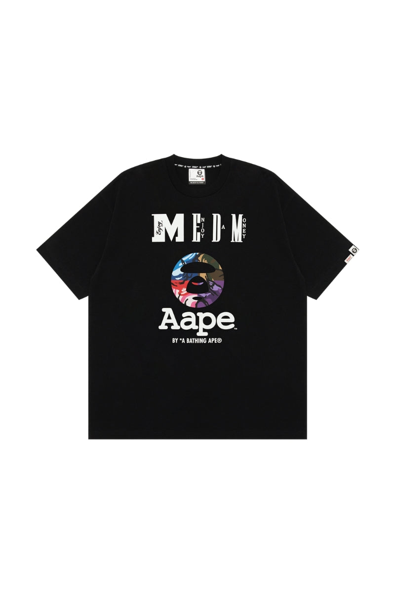 MEDM × AAPE Collab Contrast Print Knit Couple Crew Tee
