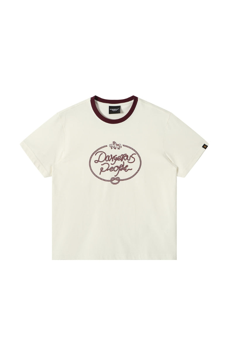 DangerousPeople DSP Pony Series Knot Flocked Letter Tee