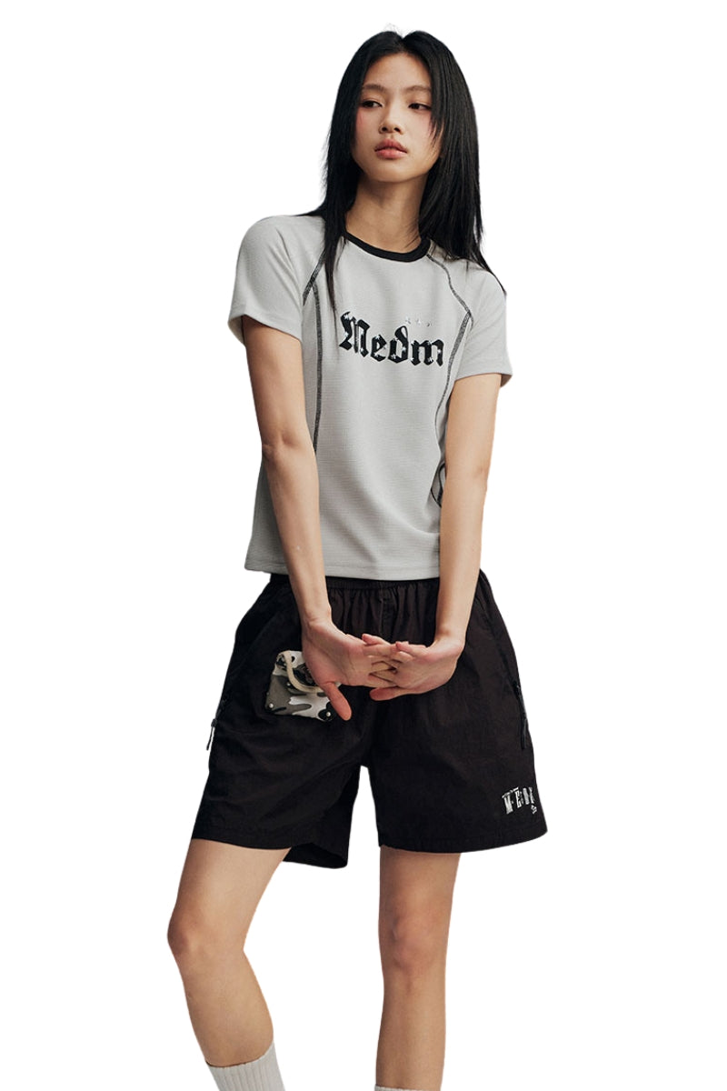 MEDM Contrast Stitch Star Print Women Tee