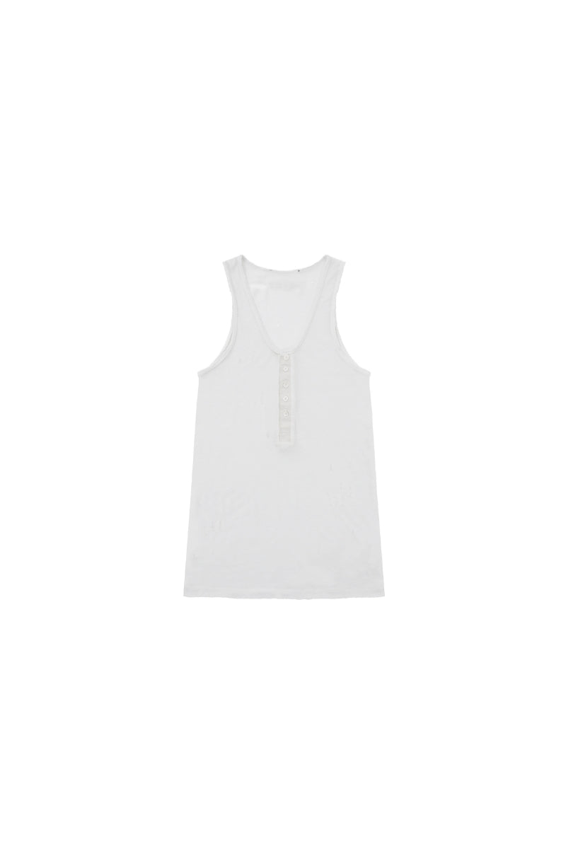 MASONPRINCE Tencel Linen Cotton Slit Henry Vest Sheer Texture