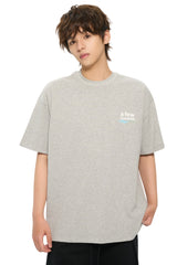 AFGK | Script Embroidery Tee, American Relaxed Unisex Loose T-Shirt