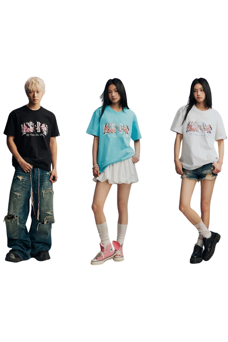 MEDM Cherry Embroidery Loose Cotton Tee