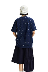 MEDM Glitter Star Double-Layer Short-Sleeve Top