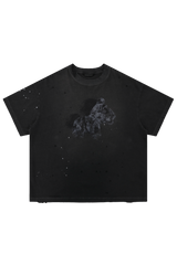 Masonprince Splash Ink Pony Marijuana Cotton Soft Old Short Sleeve Year of Horse