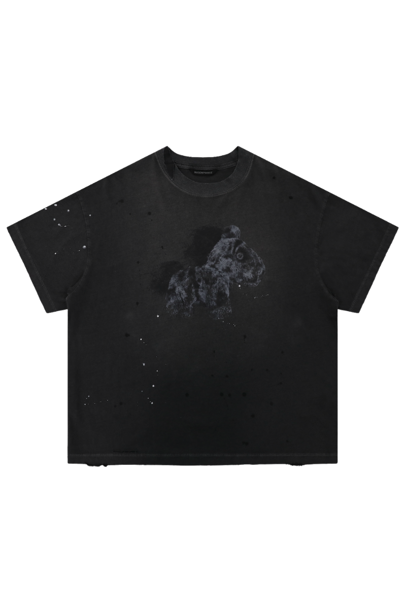 Masonprince Splash Ink Pony Marijuana Cotton Soft Old Short Sleeve Year of Horse