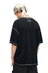 BJHG Waffle Knit Short‑Sleeve T‑Shirt American Loose Unisex Summer Tee