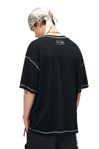 BJHG Waffle Knit Short‑Sleeve T‑Shirt American Loose Unisex Summer Tee