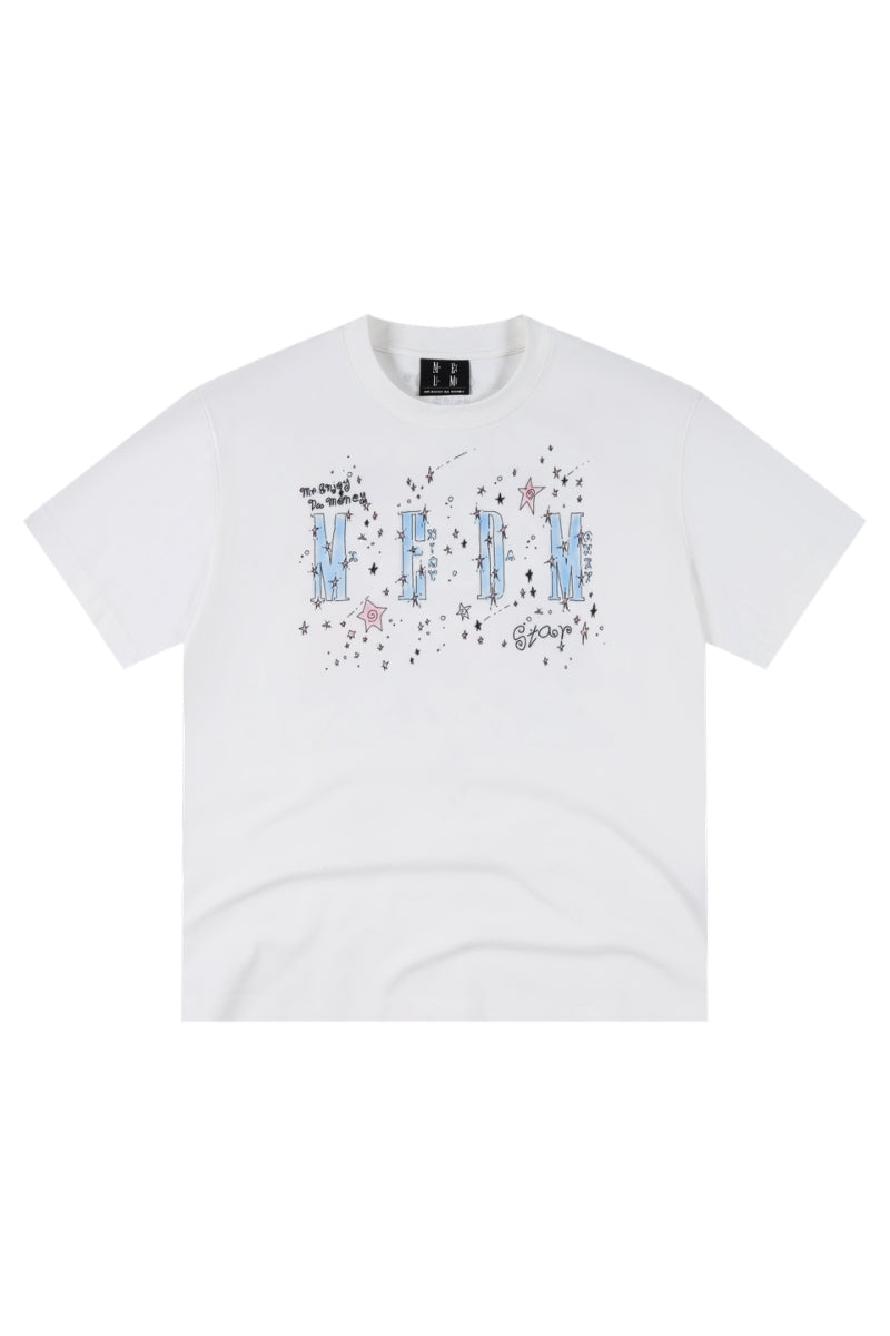 MEDM Angel Wreath Rhinestone Loose Couple T-Shirt