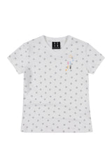MEDM Cropped V-neck Puppy Paw All Over Print Women's Slim Tee