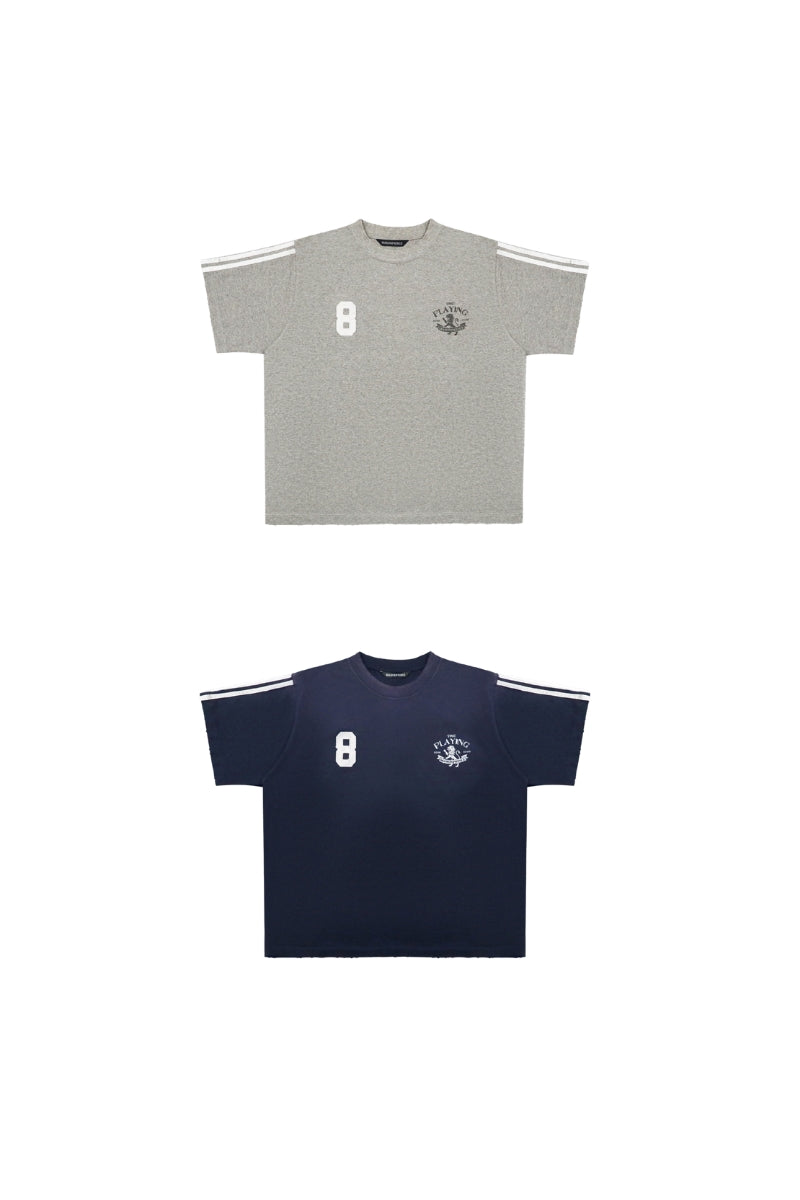 MASONPRINCE | TIME PLAYING Stripe Badge Print T-Shirt