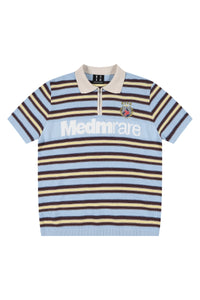 MEDM Striped Zip Polo Contrast Embroidery Couple Tee