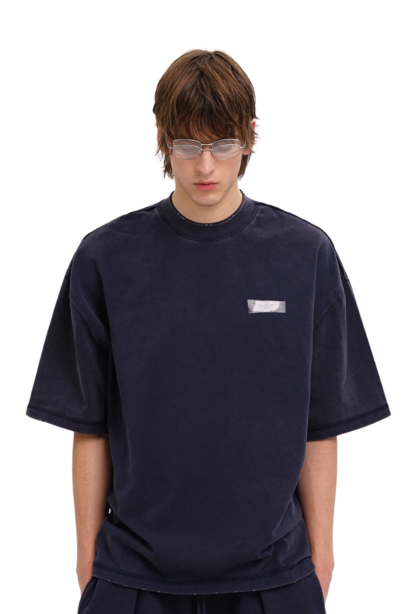 Masonprince 26 Early Spring Layered Crew Neck Knit Short-Sleeve T-Shirt