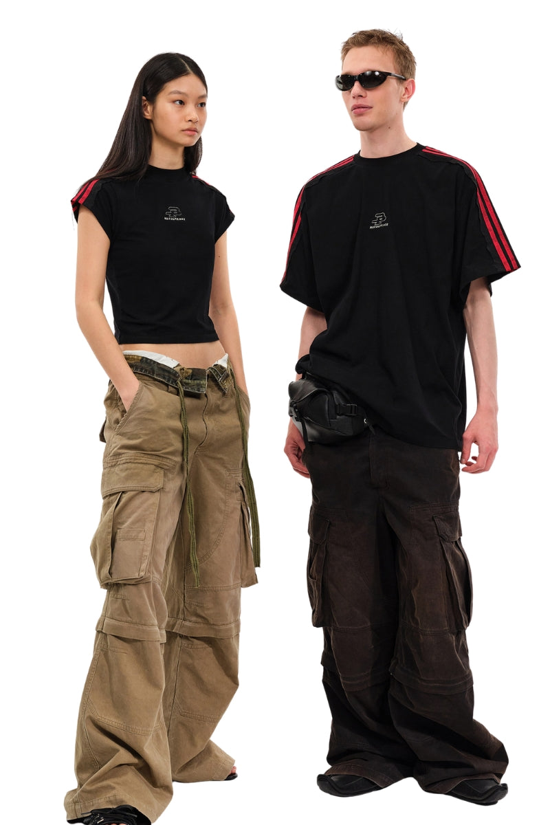 MASONPRINCE Raw Edge Contrast 4-Stripe VI Tee