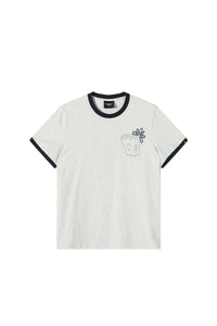 DangerousPeople DSP Color‑Block Paper‑Bag Head Pocket Loose Drop‑Shoulder Cool‑Touch T‑Shirt