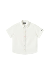 Dangerouspeople DSP Waffle‑Knit Puzzle Dessert Embroidered Casual Open Shirt
