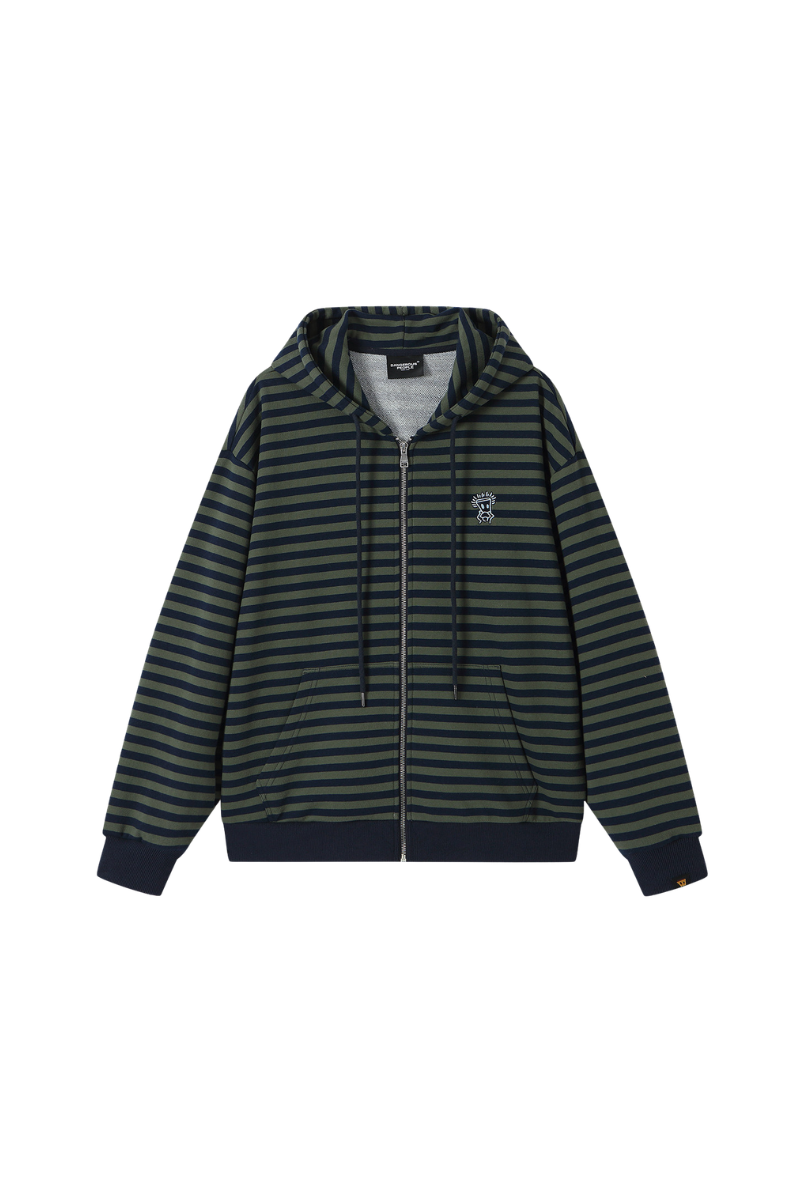 Dangerouspeople | Striped Paper Bag Man Drop Shoulder Zip Hoodie