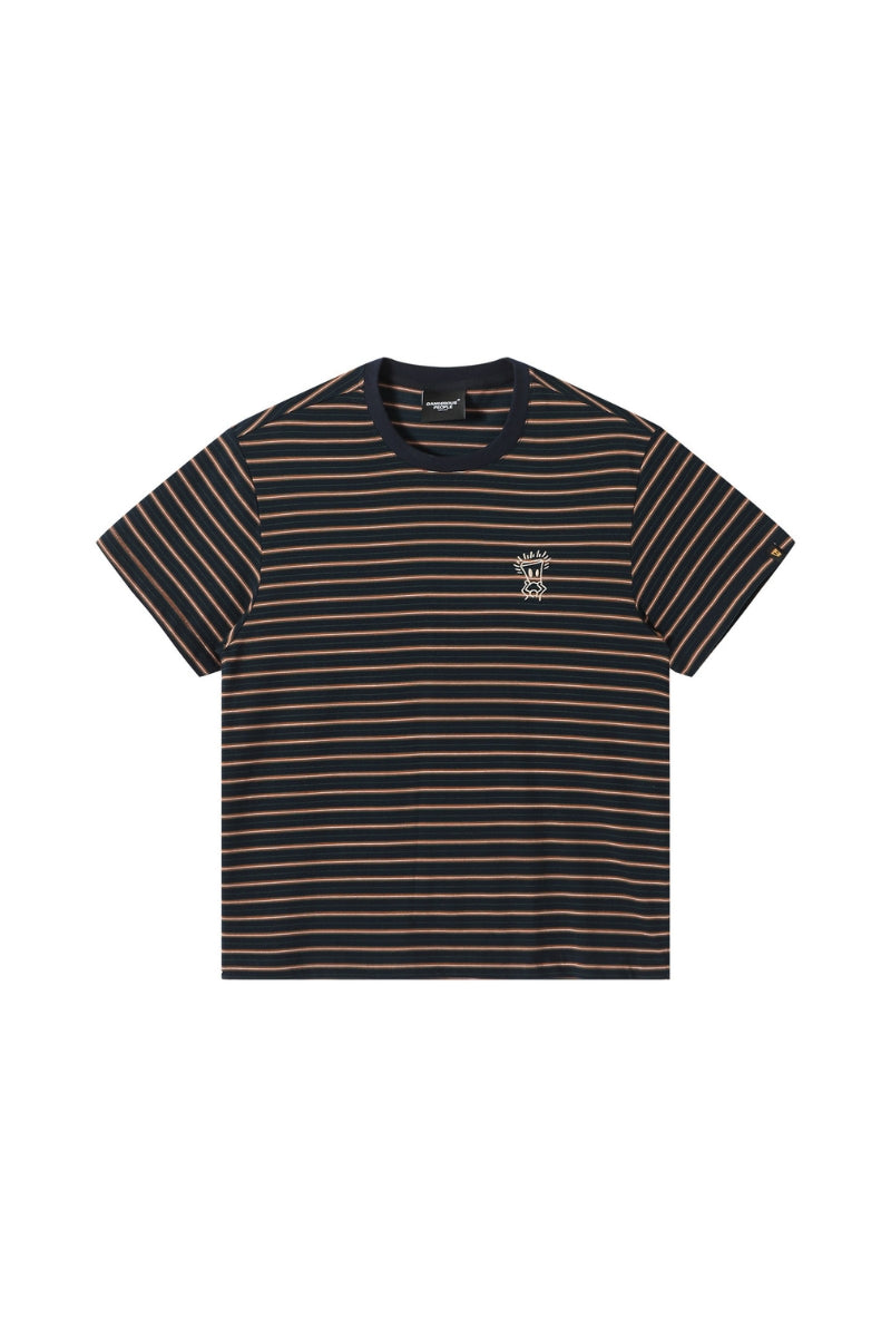 Dangerouspeople DSP Vintage Embroidered Small‑D Striped Tee