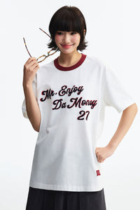 MEDM Colorful Knitted Collar T-shirt